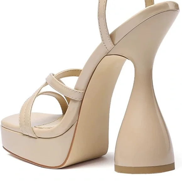 NIB Vivianly chunky heeled strappy sandals size 10, color nude. - Picture 4 of 6